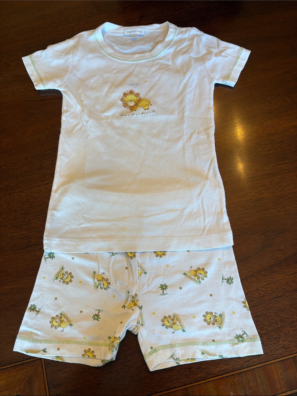 Magnolia Baby White and Yellow Lion Print Kids Pajama Set